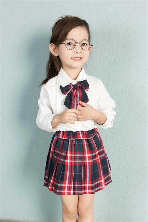 Kid's Clothing 2017autumn Solid Color Shirt Plus Size Check Skirt Children School Uniform | Girl ...