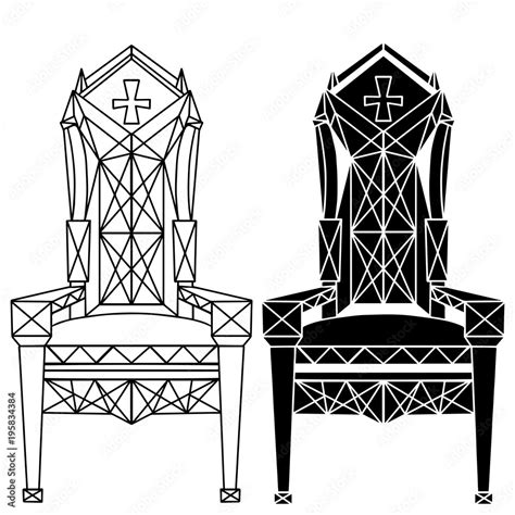 Furniture hand drawn set, vintage gothic chair, armchair, throne Stock ...