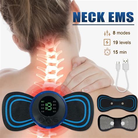 Electric Ems Neck Massager Mini Cervical Back Muscle Pain Relief Patch ...