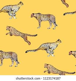 Cheetah Watercolor Illustration Pattern Stock Illustration 1123174187 ...