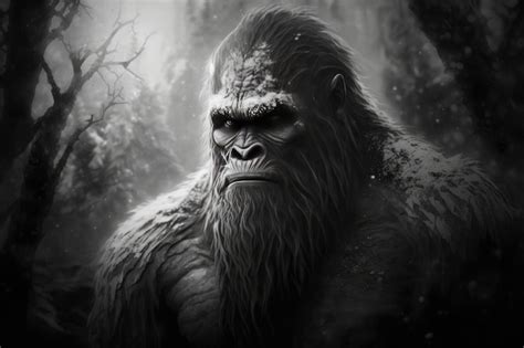 Premium AI Image | A gorilla with a black background and a white background.