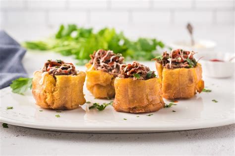 Stuffed Plantain Cups (Tostones Rellenos) - My Dominican Kitchen