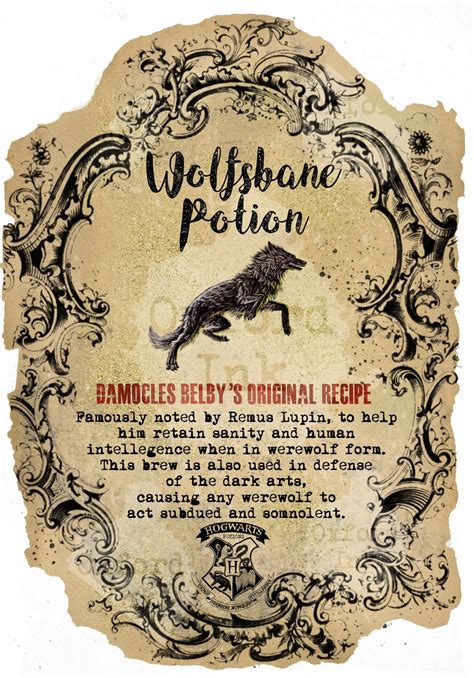 2 Versions Included Wolfsbane Potion Harry Potter Apothecary | Etsy