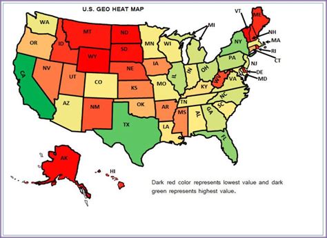 U.S State Heat Map Excel Template - Etsy