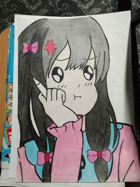 My old anime girl drawing(sorry it's bad) : r/drawing