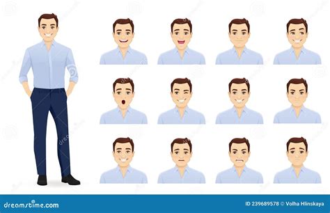 Business Man Expression Set Stock Vector - Illustration of emotion, expression: 239689578