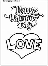 Happy Valentine’s Day With Heart Coloring Page  Free Printable sketch template