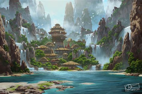 ArtStation - Waterfall Village