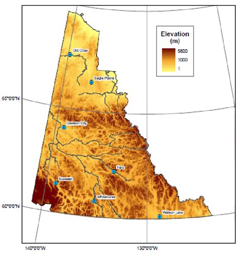 A map of the Yukon Territory and its topographic features. The... | Download Scientific Diagram