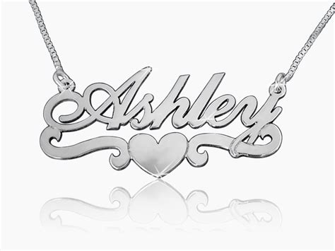 Ashley Name Necklace, Order Any Name, Heart Pendant , Personalized ...