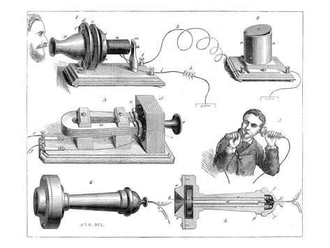 'Engraving Diagram Showing Alexander Graham Bells Telephone System' Art Print | Art.com ...