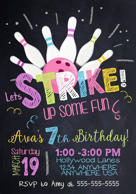 Bowling Invitation, Bowling Birthday Invitation, , Bowling, Bowling ...