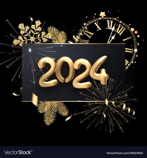 Happy new year 2024 golden lettering made Vector Image