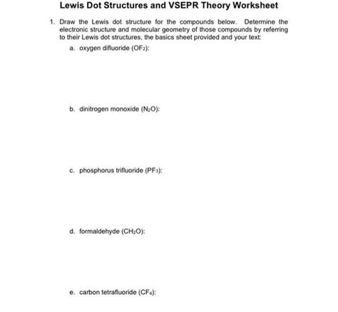 Lewis Dot Structures and VSEPR Theory Wo... - Inorganic Chemistry