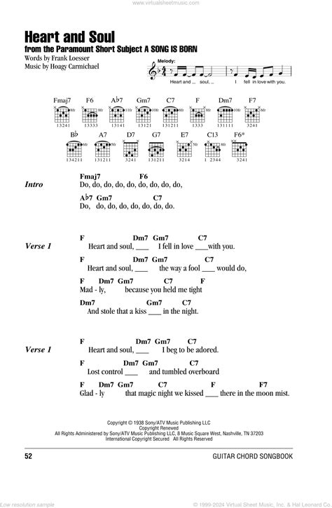 Heart And Soul sheet music for guitar (chords) (PDF)