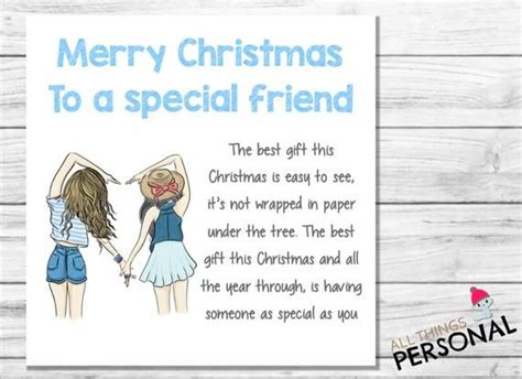 Best Friends Christmas Card Handmade Best Friend Christmas Card Bestie ...