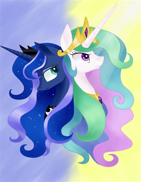 Two Royal Sisters: Celestia and Luna by JustBrohoof on DeviantArt