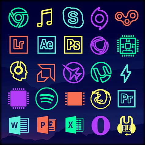 Ознакомьтесь с этим проектом @Behance: «Neon Rain - Rainmeter Icons ...