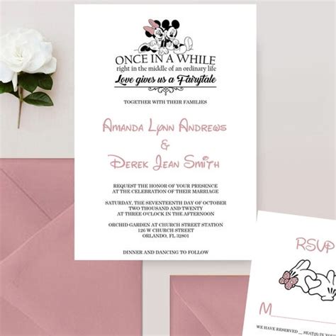 Mickey and Minnie Mouse Wedding Invitations Mickey and Minnie - Etsy