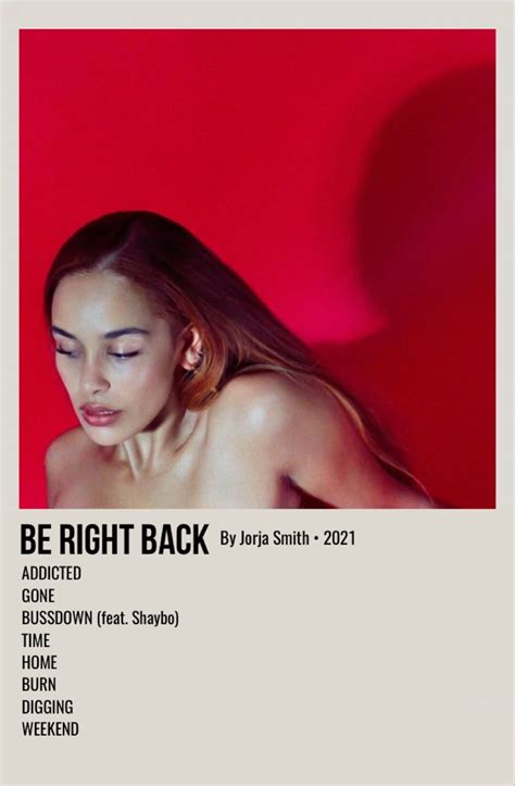 be right back | Jorja smith, Jorja smith album, Music album covers