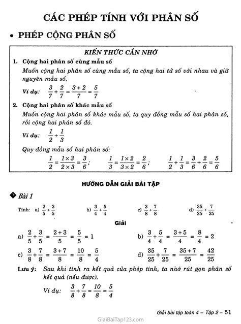 Giải toán lớp 4 Bài 114: Phép cộng phân số