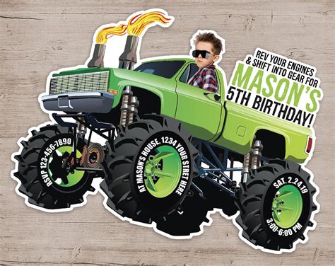 Monster Truck Invitation, Monster Truck Birthday Invitations, Monster ...