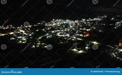 Aerial View City Night from the View Point on Top of Mountain Stock ...