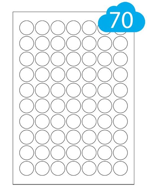 25mm Round High Tack Labels, 70 Labels Per A4 Sheet, CL7025HTR