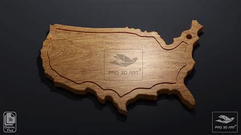 USA Map Cutting Board - CNC files for Wood 3D model | CGTrader