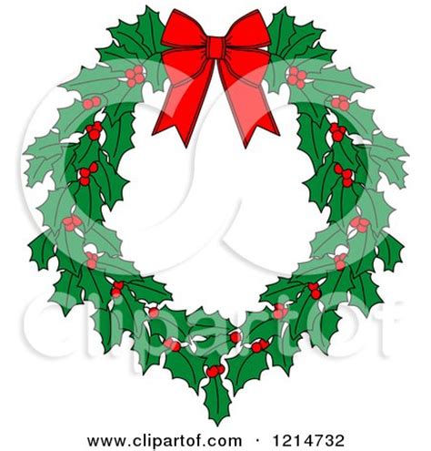 Clipart of a Christmas Holly Wreath 4 - Royalty Free Vector Illustration by Vector Tradition SM ...