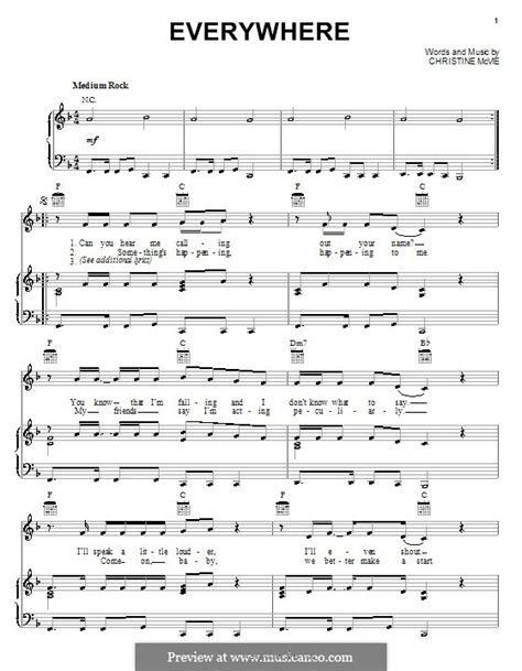 Everywhere (Fleetwood Mac) by C. McVie - sheet music on MusicaNeo