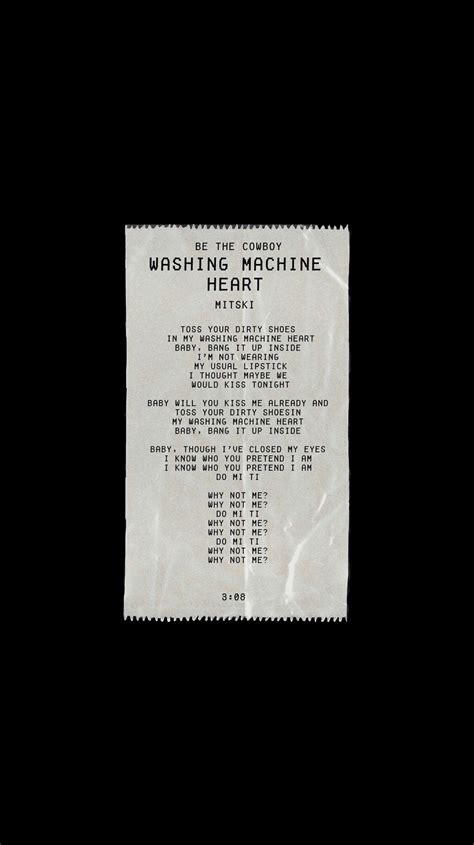 Mitski Washing Machine Heart lyric Receipt Wallpaper Poster Wall Art ...