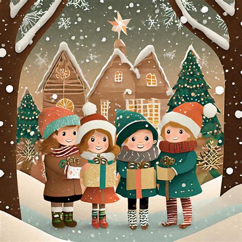 Cartoon Christmas Chorus Children Free Stock Photo - Public Domain Pictures