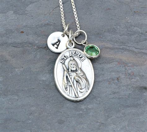 Saint St Jude Necklace Personalized Custom Initial Hand