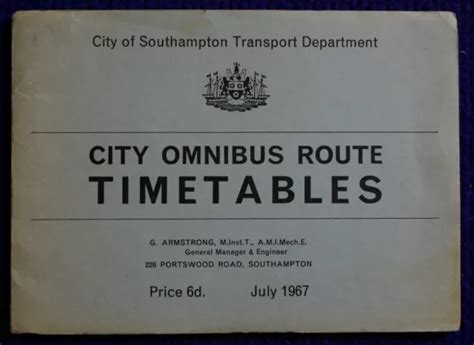 SOUTHAMPTON CITY TRANSPORT Omnibus Route Map Timetable Bus Coach July ...