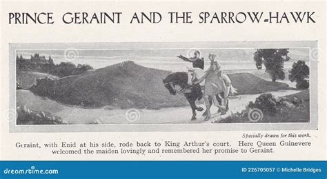 Vintage Illustration of Prince Geraint and the Sparrow-Hawk. Editorial Photography ...