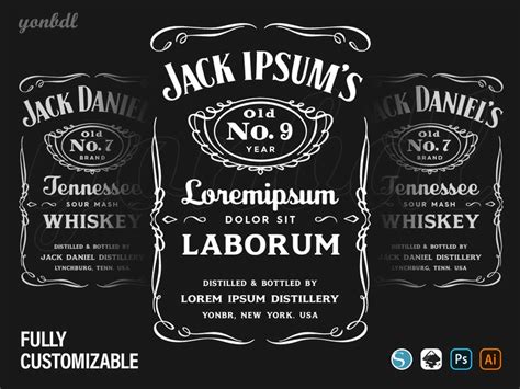 Jack Daniels Label V2, Fully customizable SVG eps png dxf ~ EpicPxls