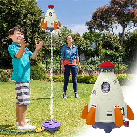 VANLOFE Summer Party Toy New Space Rocket Rotating Flying Water Toy Outdoor Water Flying Rocket ...