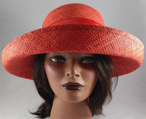 Women’s Red Straw Boater Hat Ribbon and Floral Bow Easter Sunhat - Hats