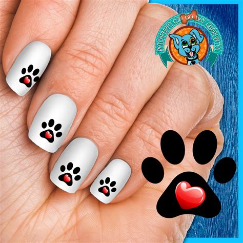 My Heart Paw Print - Nail Art Decals (Now! 50% more FREE) | Paw print nails, Nail art designs ...