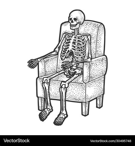 Skeleton in armchair sketch Royalty Free Vector Image