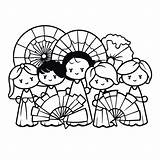 Chinese Fan Coloring Page sketch template