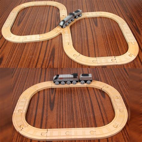 p134 free shipping Entry level wooden train track set train puzzle toy compatible Thomas train ...