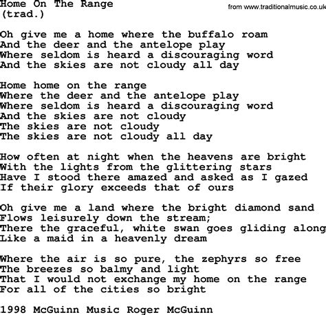 Home On The Range, by The Byrds - lyrics with pdf