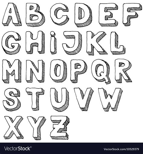 Hand drawn set of abc letters free-hand alphabet Vector Image