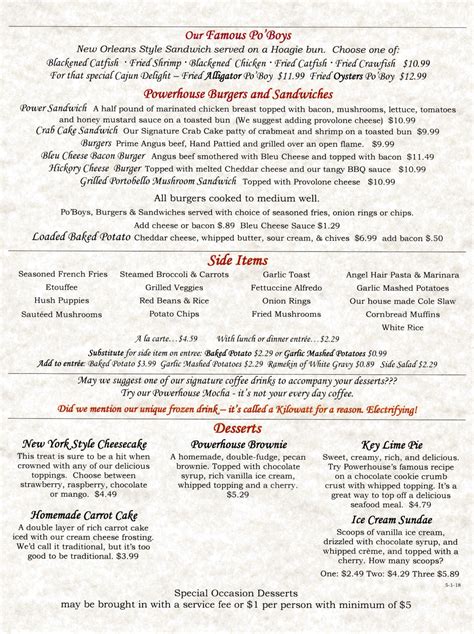 Powerhouse Seafood & Grill Menu and Reviews | NWA Food