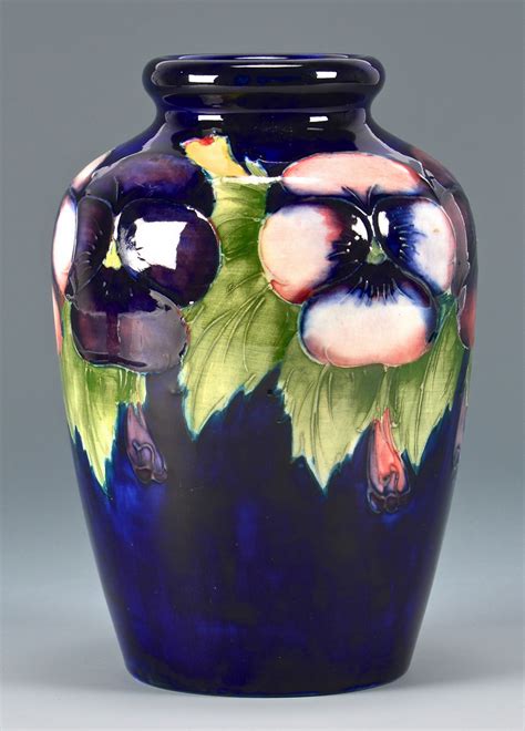 Lot 738: 3 English W. Moorcroft Pottery Vases, Floral Desig