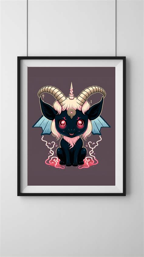 Cute Baphomet Cartoon Digital Print Digital Art Baphomet Art Baby ...