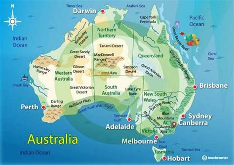 Australia Map With Landforms - Grayce Gerhardine