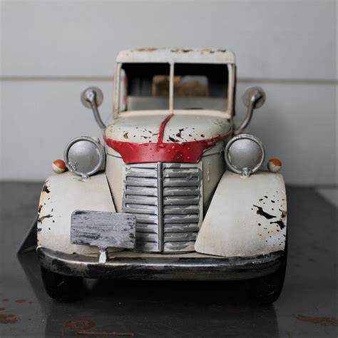 Large Metal Vintage Pick Up Truck Decor, White, trucks Great for Fall Decor. Fill it with ...